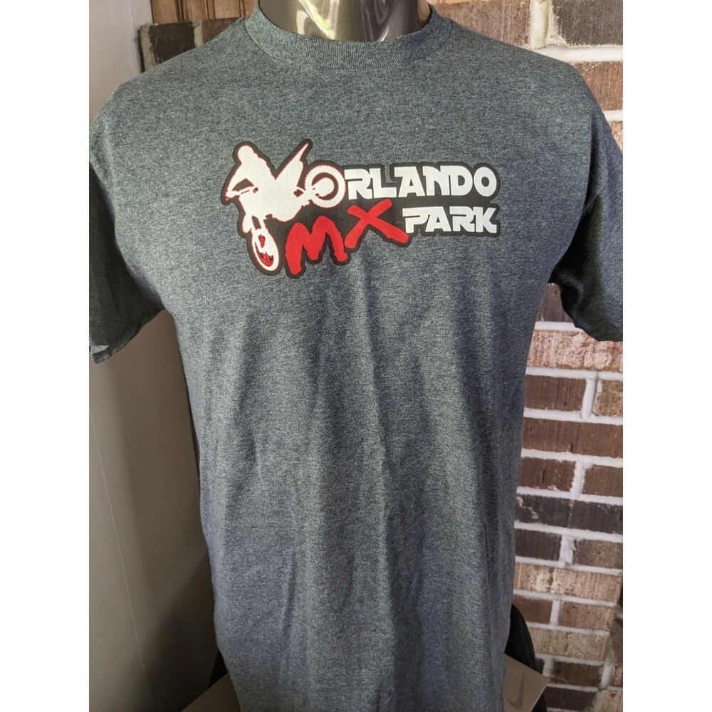 Orlando MX Park T-Shirt Gray Size Medium Motocross Racing Graphic Front + Back